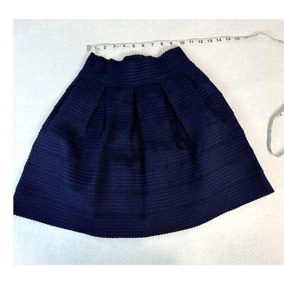 FSR Navy Circle Skater Skirt Pleated Textured - Size Medium - Picture 2 of 5